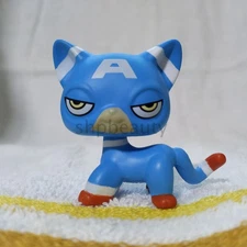 LPS Mini Pet  Custom OOAK Cat Captain America Hand Painted Figure