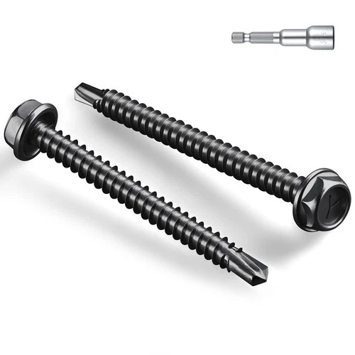 410 Stainless Steel Hex Washer Head SelfDrilling Screws #14 x 2" Blk 85 Pcs - product listing photo