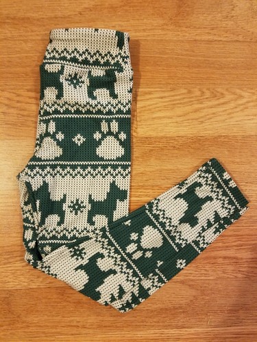 Leggings LuLaRoe verdes S/M PERROS ESCOCESES estampados de patas vacaciones de Navidad niñas nuevos con etiquetas - Imagen 2 de 9