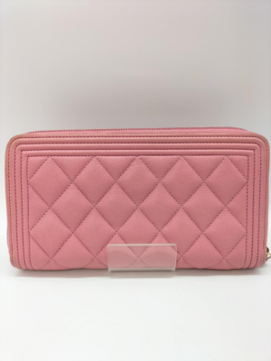 CHANEL Boy Chanel Matelasse Zip Around Long Wallet Caviar Leather