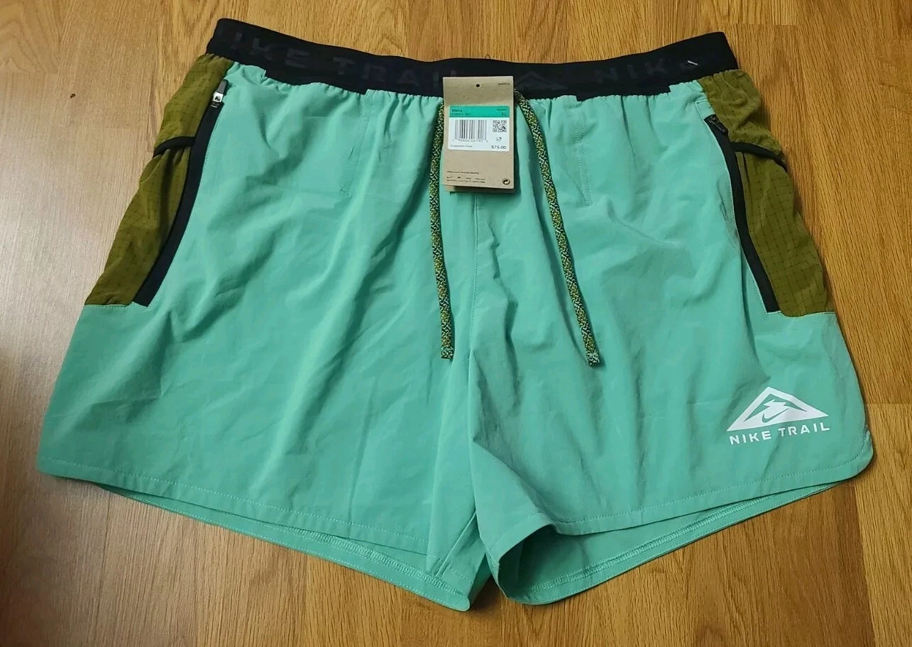 $75 Nike Trail Dri-FIT Second Sunrise 5” Running Shorts Green DV9311-363 Mens XL