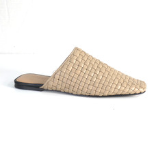 Arket Mules Shoes Slip In Woven Intrecciato Upper Beige Real Leather Flats UK 4