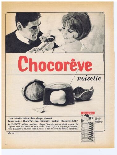 PUBLICITE ADVERTISING 104 1963 CHOCOREVE praliné noisette - Bild 1 von 1