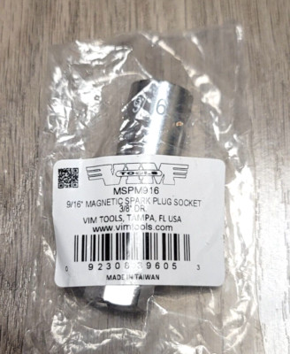 VIM Tools Pro Magnetic 9/16'' Spark Plug Socket 3/8dr w/ Knurled Grip #MSPM916