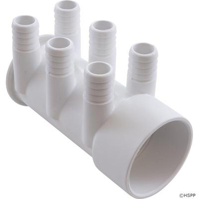 Hot Tub Basics | 2'' PVC Manifold 2''S x Dead End x (6) 3/4'' Rib Ports 0367-20