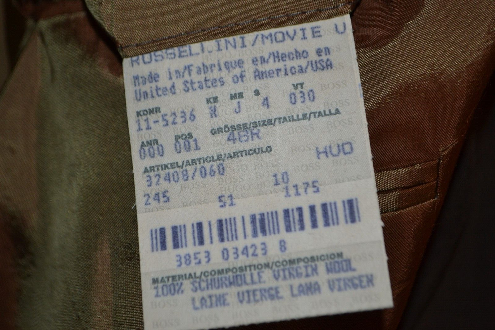 Hugo Boss Men Brown Wool 3 Front Button Sports Coat Sz 48R thumbnail 11