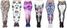 Leggings Skull Cat Eye Print Casual Pants Pink Regular 3D Digital  O/S L16