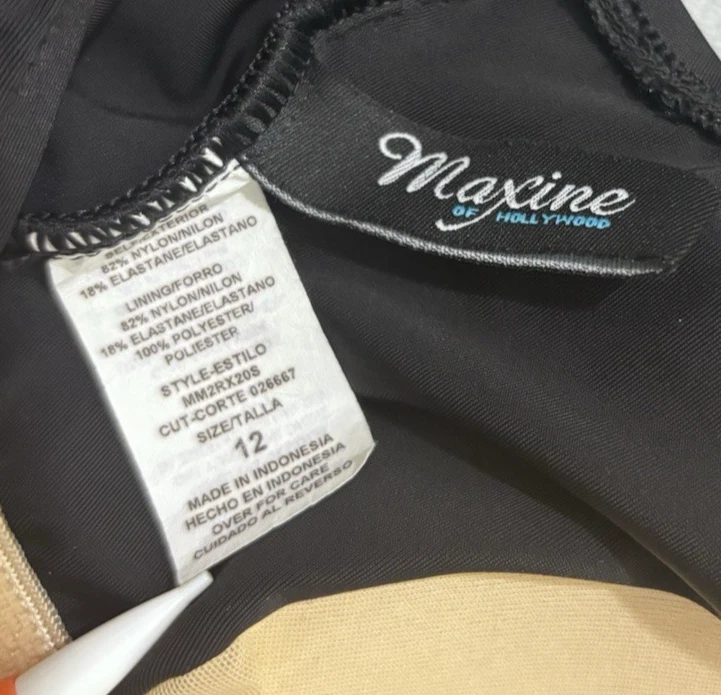 Maxine of Hollywood Traje de Baño Negro 12 Acanalado Abdomen Control Sujetador Incorporado Foto 3 de 4