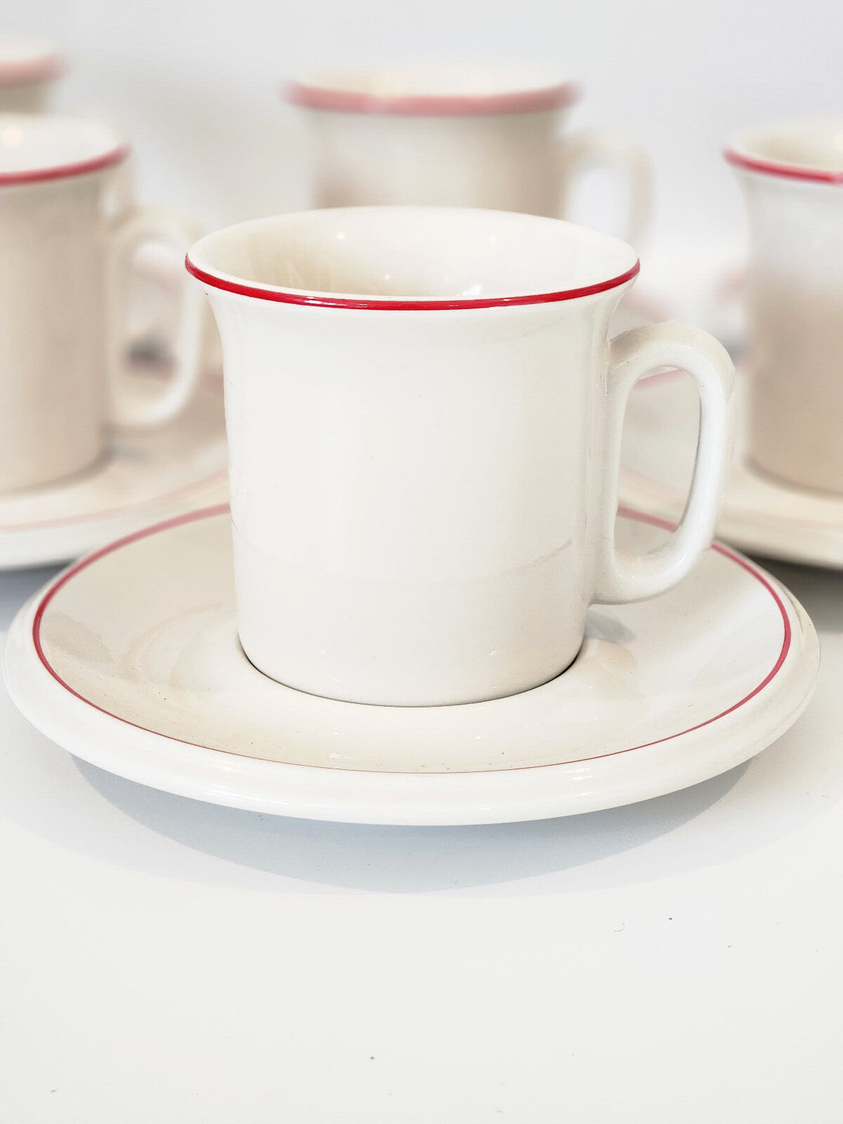 ACF Italy Espresso Cups Demitasse and Saucers Set 6 MCM Vintage Red