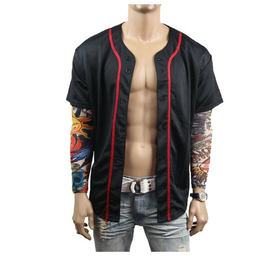 Mens Baseball Jersey Raglan Stripe Sports Uniform Team Hipster Tee Casual S-3X - 第 60/155 張圖片