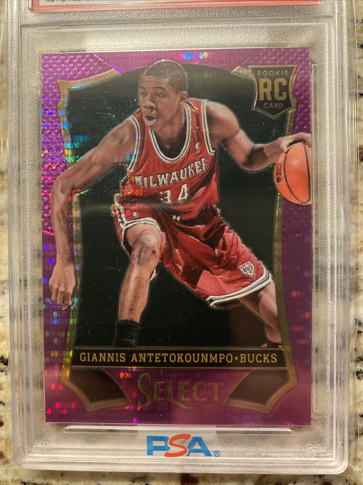 RARE! GIANNIS ANTETOKOUNMPO 2013/14 PANINI SELECT RC PURPLE PRIZMS /99 PSA 10 💎