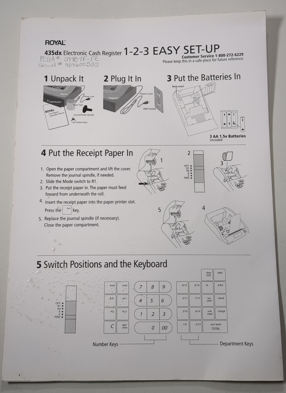 Royal 435DX Electronic Cash Register with Key And Instructions Tested