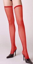 New Hibaly PinUp Burlesque Cherry Red Thigh-Hi Fishnet Stocking One Size