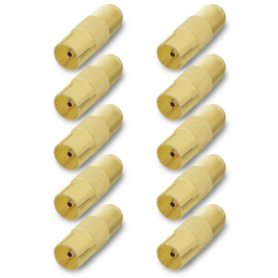 TV Adapter IEC 9,5mm 10 Kupplung vergoldet F Buchse Koax Kabel Sat Antennen ARLI