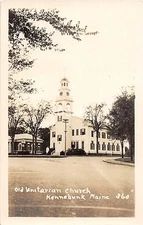 A99/ Kennebunk Maine Me RPPC Real Photo Postcard c1936 Old Unitarian Church
