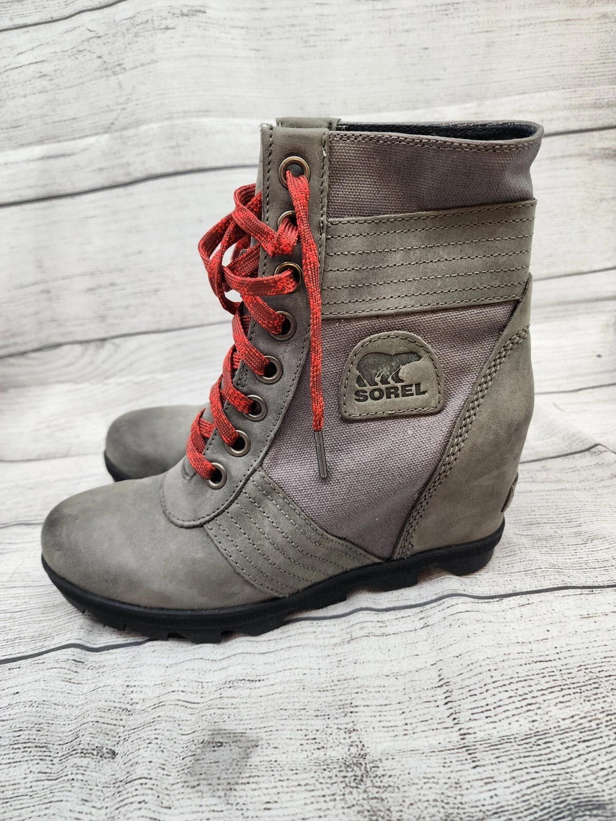 sorel lexie wedge leather boots