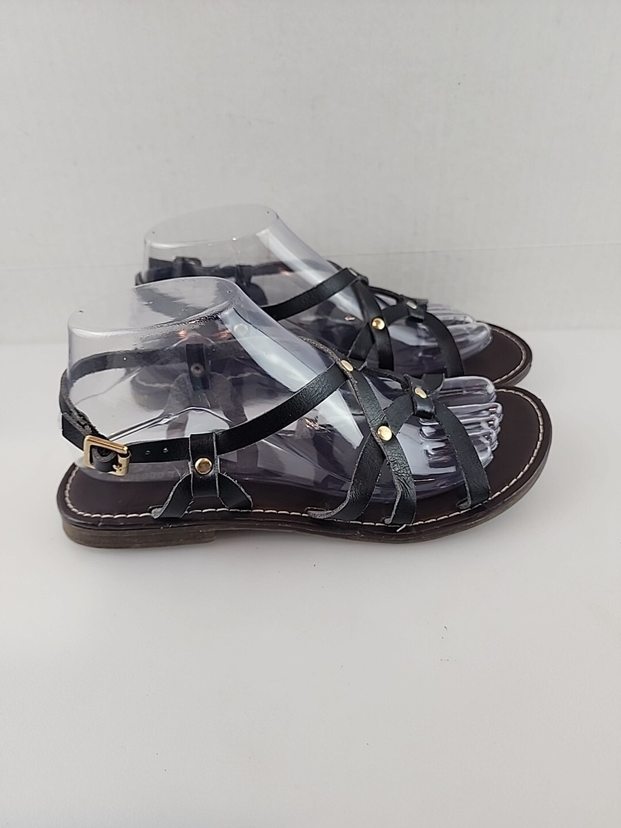 Montego Bay Club Black Leather Sandals size 8 Beach Dressy Casual