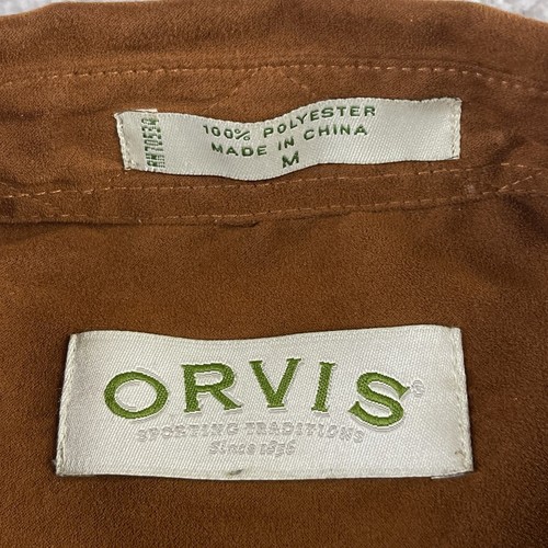 Orvis Shirt Mens Medium Brown Microsuede Faux Suede Workwear Field Hunting - Picture 6 of 14