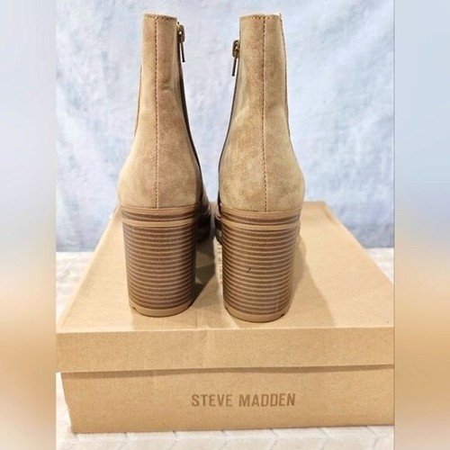 New Steve Madden Tan Faux Suede Leather Platform Ankle Boots Size 11NWT - Picture 5 of 7