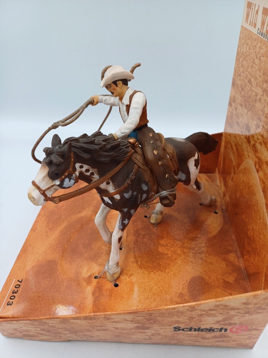 Figurine En Coposition Durso Cavalier Cowboy Avec Lasso Elastolin