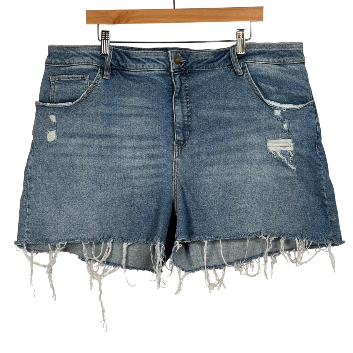 Ava Viv Women's Plus Size 22 Blue Denim Jean Shorts Cut Off