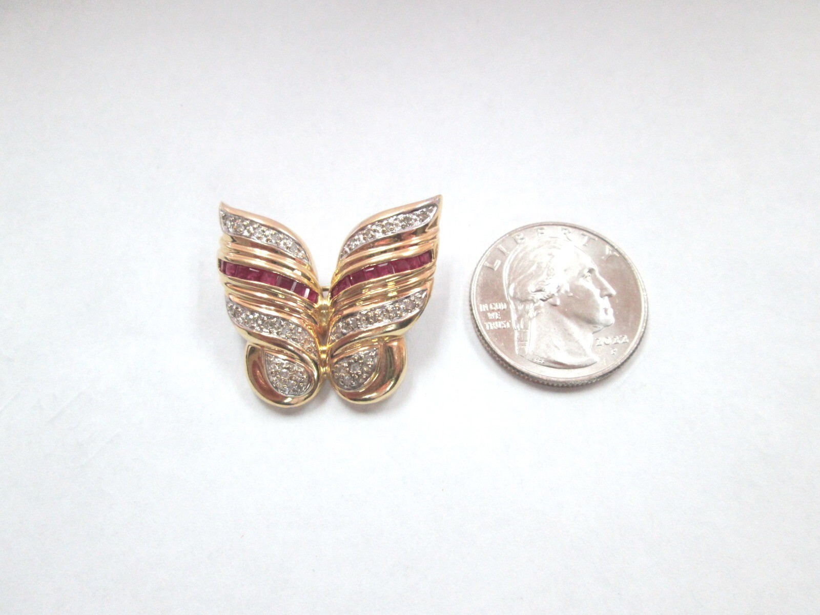 large Stunning Solid 14K Yellow Gold Diamond Ruby… - image 6