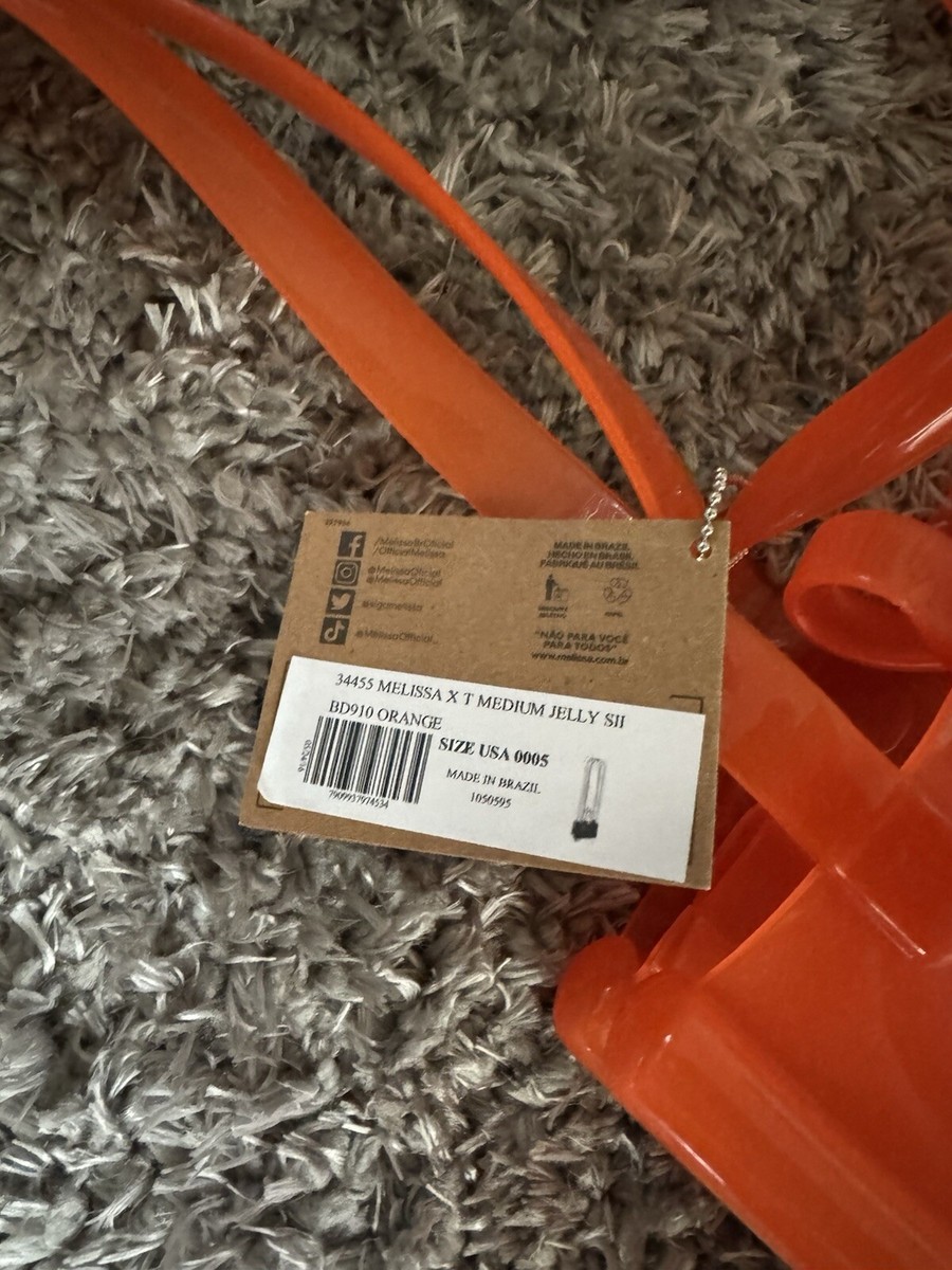 New W/ Tags Melissa X Telfar 'Medium' Jelly Shopper - Clear Orange