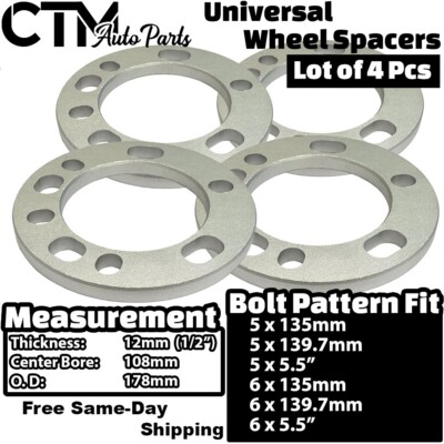 4x 12mm Thick 6x135 Universal Wheel Spacer Fit Latest F150 Navigator Expedition