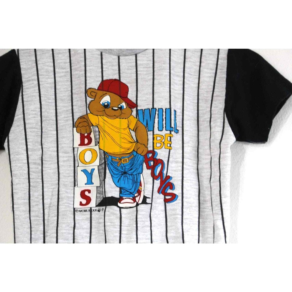 Vintage Kids Boys Will Be Boys Snap Tee 612 Months eBay