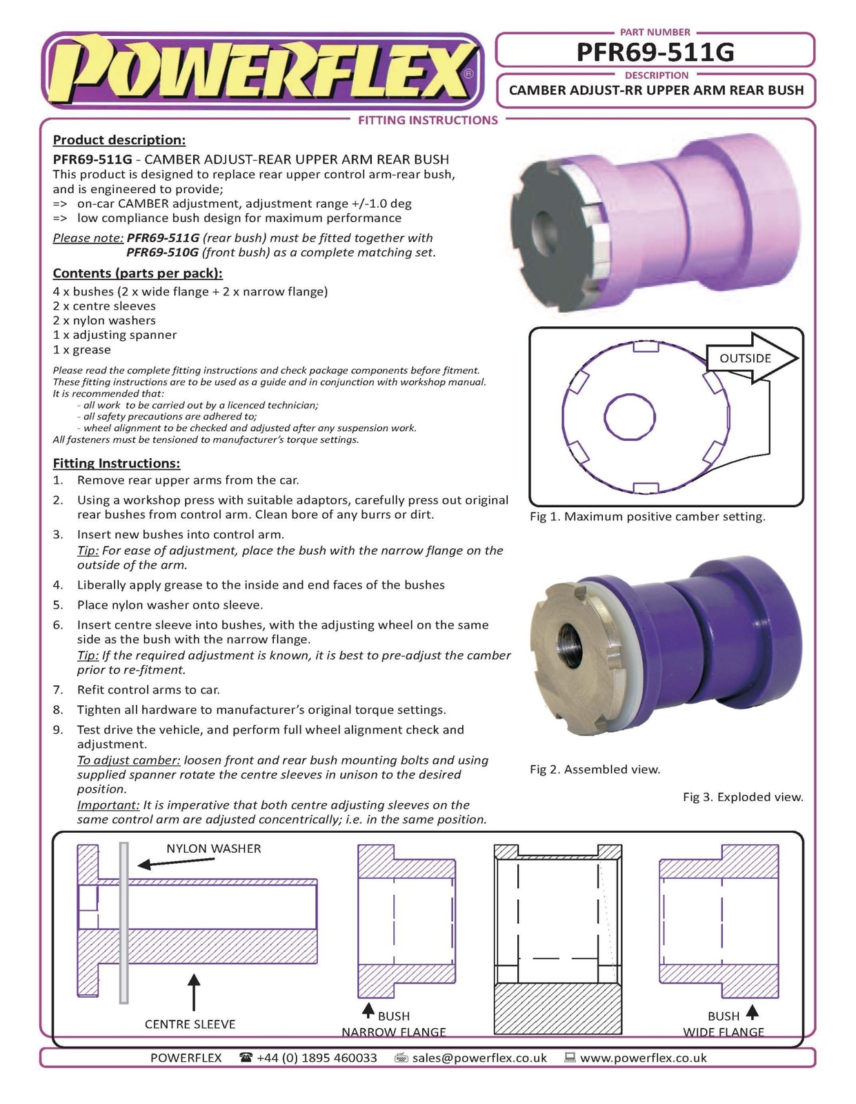 Powerflex Rear Upper Arm Inner Rear Bushes Adj for BRZ 2nd Gen (21on) PFR69-511G