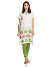 Ivory multi Women Kurta/Kurti/tunic tops Indian/Pakistani