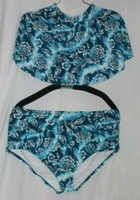 Swimsuit 2pc.Top Size 3X Bottom 2X Blue White Teal Black New Directions