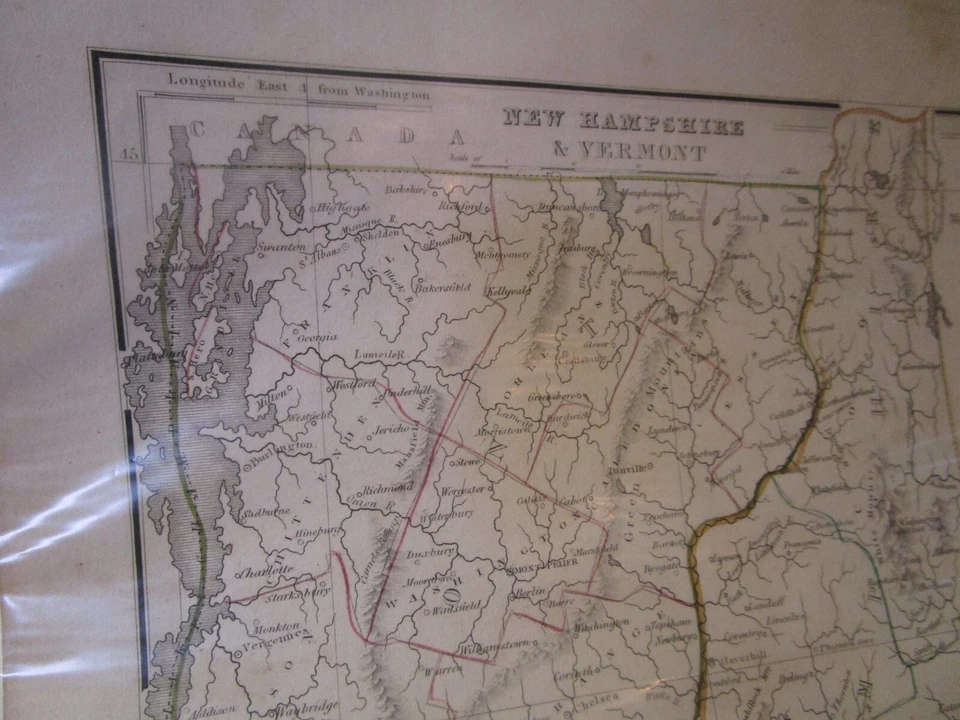 George Cram MAPA VERMONT Y NUEVO HAMPSHIRE ferrocarril etc antiguo Foto 4 de 4