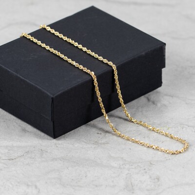 1,5 mm Breite 20 Zoll Massiv 10 K Gelbgold Diamantschliff Länge Seil Kette Halskette