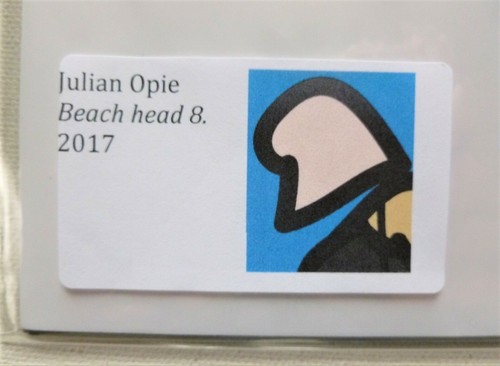 "Tarjeta recortada JULIAN OPIE ""Cabeza de playa"" retrato de cartón en capas estampado 14"" x 12" - Imagen 13 de 14