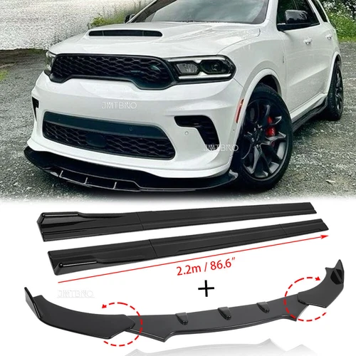 For Dodge Durango SXT RT SRT Black Front Bumper Lip Splitter Spoiler+ Side Skirt