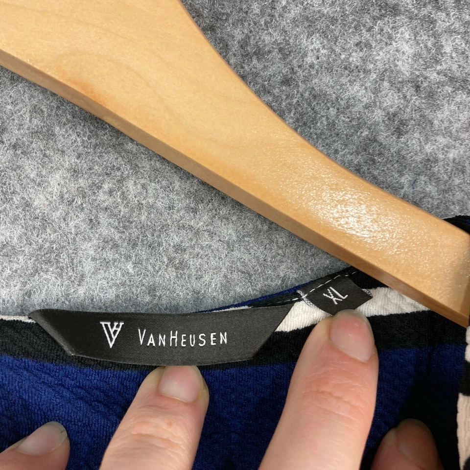 Vestido para mujer Van Heusen talla XL pequeño azul blanco a rayas sin mangas 13725 Foto 4 de 4