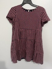 Madewell Plaid  Short-Sleeve Tiered Mini Fully Lined Dress Womens SMALL