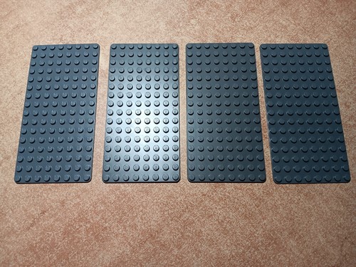 LEGO BULK LOT 4 DARK BLUISH GRAY 8X16 STUD BASE PLATES #3865 5" x 2.5"