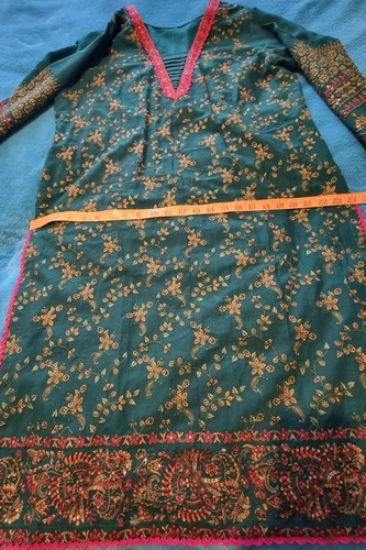 women large beautiful green khadar 3 piece new trouser suit - Picture 7 of 11