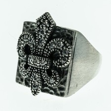 Bague Fleur De Lys en Argent Sterling 925 Gothique Biker M-Z.