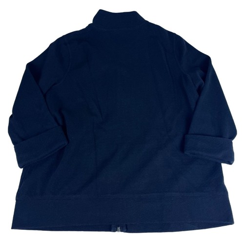 Kim Rogers Full Zip Jacket Women's M Blue Cotton Blend Pockets Stand Up Collar - Picture 4 of 4