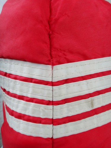 Vintage 1960 tracksuit hat high beehive racing stripe RED nylon afro windbreaker - Picture 6 of 12