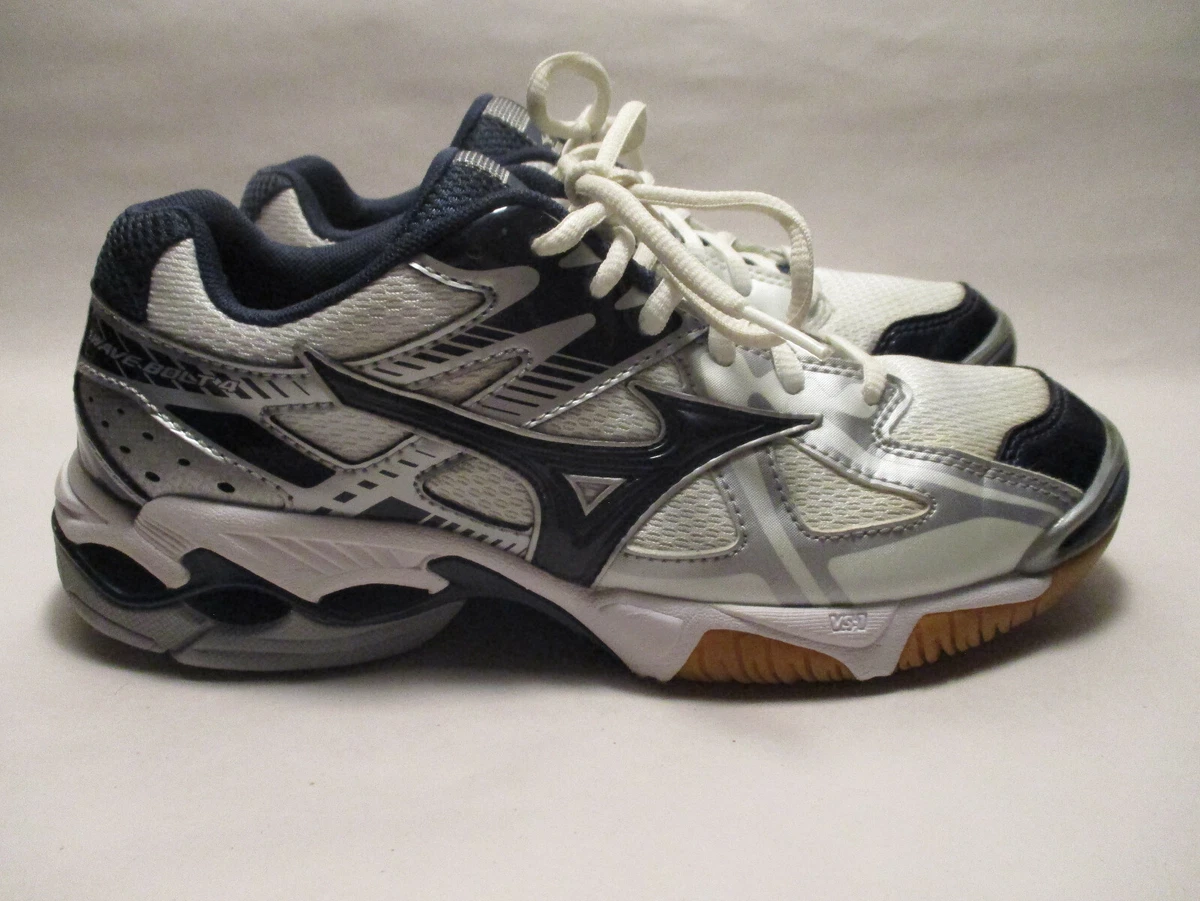 Mizuno Wave Bolt 4 Womens 8M Navy Silver White Supportive Lace Up Sneakers