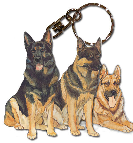 German Shepherd Keychain Wooden - Picture 1 of 1