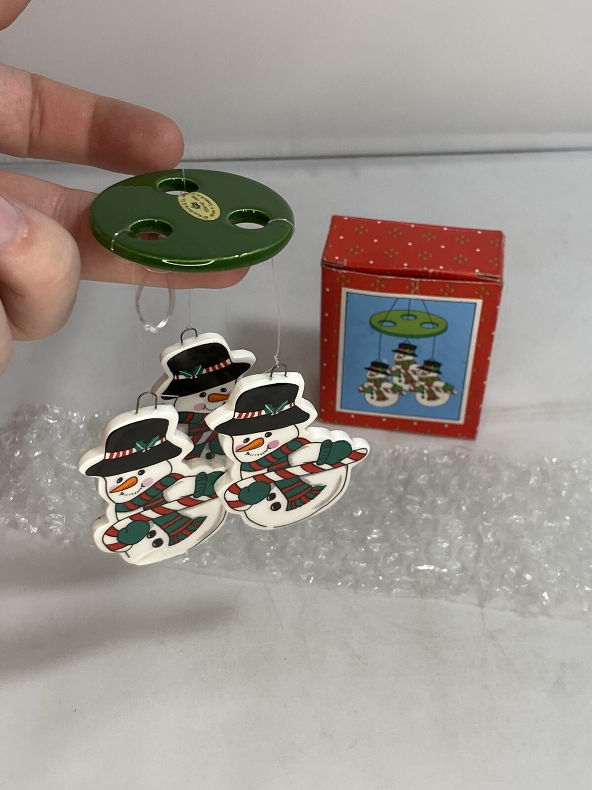 Russ Berrie Holiday Mini Windchimes Christmas Snowman #1905