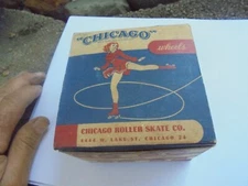 Vintage Box of New Old Stock Chicago Roller Skate Wood Wheels Box of 8