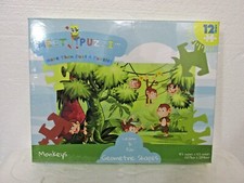 Meet Puzzi 12 Piece Puzzle-Monkeys-12 pc.-Geometric Shapes-Educational - NIB
