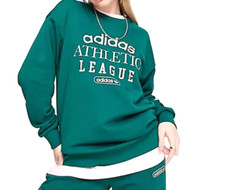 NEW ADIDAS ORIGINALS WOMEN'S TREFOIL COLLEGIATE CREW SWEATSHIRT  MEDIUM HL0046