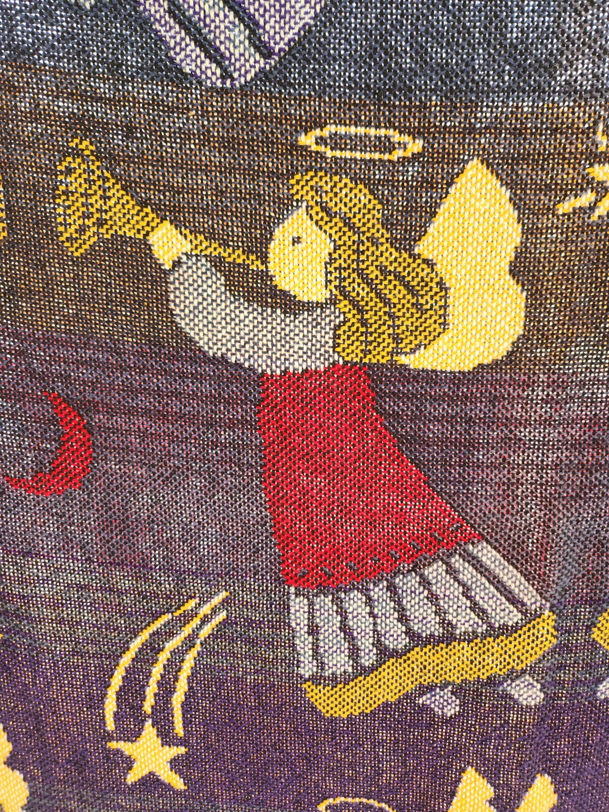 Vintage Crown Crafts Angel Christmas Throw Blanket Fringed Afghan Cotton 48"x63"